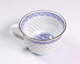 Tanshin Kiln made "Suisho-bori Hand-painted Seigaiha pattern Set of Pot, Two Cups and Saucers" JAC-TSG-503-03