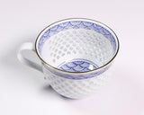Tanshin Kiln made "Suisho-bori Hand-painted Seigaiha pattern Set of Two Cups and Saucers" JAC-TSG-503-04