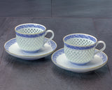 Tanshin Kiln made "Suisho-bori Hand-painted Seigaiha pattern Set of Two Cups and Saucers" JAC-TSG-503-04