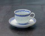 Tanshin Kiln made "Suisho-bori Hand-painted Seigaiha pattern Set of Cup and Saucer" JAC-TSG-503-05