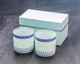 Tanshin Kiln made "Suisho-bori Hand-painted Seigaiha pattern Two rocks glasses" JAC-TSG-503-07