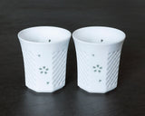 610-JKT-TSG-01 Tanshin Kiln made "Petal motif Suisho-bori Relief Rock Glasses – Set of 2" JAC-TSG-610-01