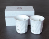 610-JKT-TSG-01 Tanshin Kiln made "Petal motif Suisho-bori Relief Rock Glasses – Set of 2" JAC-TSG-610-01