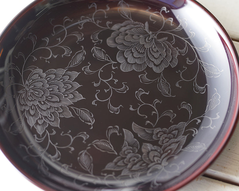 Traditional craft "Wajima-nuri" finish "5 Plates with Housouge pattern / Chinkin-technique Black" JAC-WOF-404-01