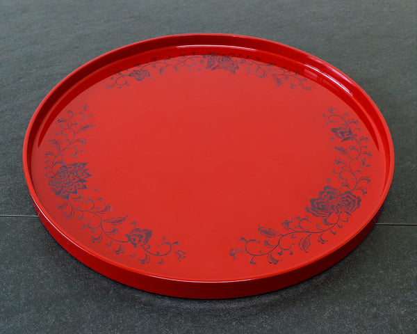 輪島塗 8寸丸盆(宝相華 赤) JAC-WOF-510-04