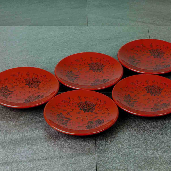 輪島塗 銘々皿 宝相華 赤5枚セット JAC-WOF-510-10 – kurokigoishiten