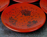 Wajima Lacquerware 5 Plates with Housouge pattern Red JAC-WOF-510-10