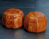 Wood craftsman Mr. Kawashita made Yakusugi Octagonal Go Bowls with Oil Burl Komyo Wood Grain for ~Size 34 Go Stones JAC-YBK-502-GK34-02