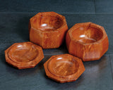 Wood craftsman Mr. Kawashita made Yakusugi Octagonal Go Bowls with Oil Burl Komyo Wood Grain for ~Size 34 Go Stones JAC-YBK-502-GK34-02