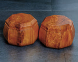 Wood craftsman Mr. Kawashita made Yakusugi Octagonal Square Go Bowls with Oil Burl Tiger Stripe Grain for ~Size 34 Go Stones JAC-YBK-502-GK34-03