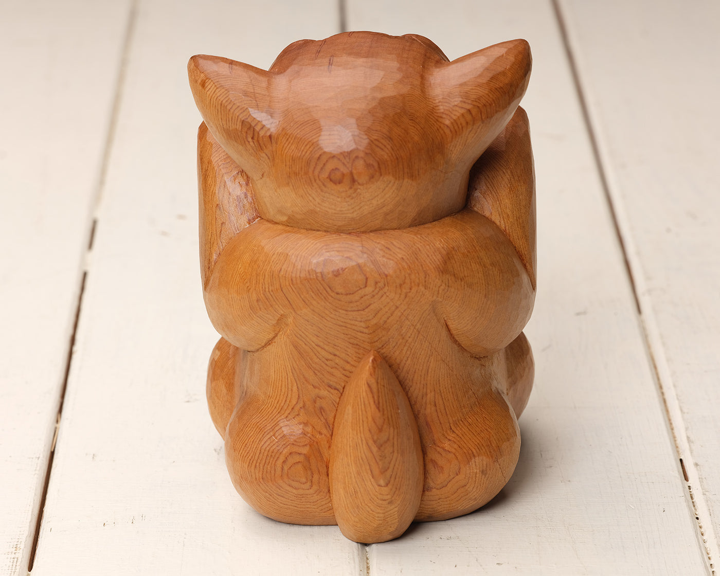 工芸作家 山中良行作 屋久杉 置物【招き猫】 JAC-YBK-507-MNN-02