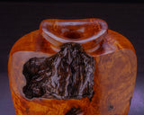 602-BK-TB02 Wood craftsman Mr. Kawashita made Yakusugi Oval Decorative Vase with Abura-Kobu (Oil Burl) JAC-YBK-602-KZ-02