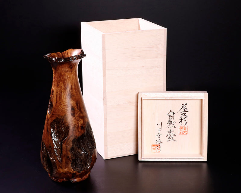 川下幸徳氏製作 屋久杉 杢入り飾り壺 JAC-YBK-603-NZ-05 – kurokigoishiten