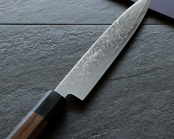 義弘作　ペティナイフ　本黒　包丁　5寸　青鋼　山脇刃物製作所　紫檀水牛八角柄 新着商品 – kurokigoishiten