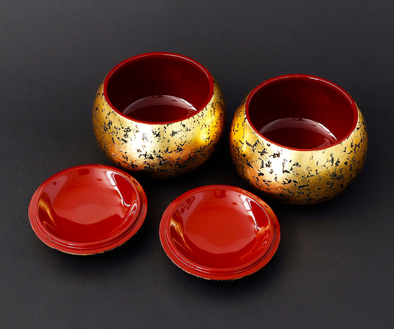 Gold leaf finish Go Bowls "煌 KIRAMEKI" / Jet Black base color