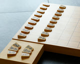 Shogi pieces craftsman "Fu-getsu 富月" made Satsuma-hon-tsuge (Satsuma boxwood) Kujaku-moku (Peacock pattern wood grain), Kinki (Kinki script), Mori-age(embossed) Shogi pieces SHK-FG510-03