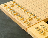Shogi pieces craftsman "Fu-getsu 富月" made Satsuma-hon-tsuge (Satsuma boxwood) Inazuma-moku (lightning pattern wood grain), Ryoko-syo (Ryoko-syo script), Mori-age(embossed) Shogi pieces SHK-FG510-05