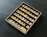 Shogi pieces craftsman "Sou-getsu 宗月" made Mikurajima-hon-tsuge (Mikura Island grown boxwood), Masame, Shokko-sho (Shokko script), Filled-in Decorative Techniques Shogi pieces SHK-SG510-01