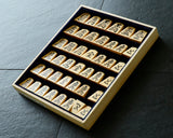 Shogi pieces craftsman "Sou-getsu 宗月" made Mikurajima-hon-tsuge (Mikura Island grown boxwood), Masame, Shokko-sho (Shokko script), Filled-in Decorative Techniques Shogi pieces SHK-SG510-01