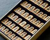 Shogi pieces craftsman "Sou-getsu 宗月" made Mikurajima-hon-tsuge (Mikura Island grown boxwood), Ara-Aka-Masa, Kinki (Kinki script), Mori-age(embossed) Shogi pieces SHK-SG510-02