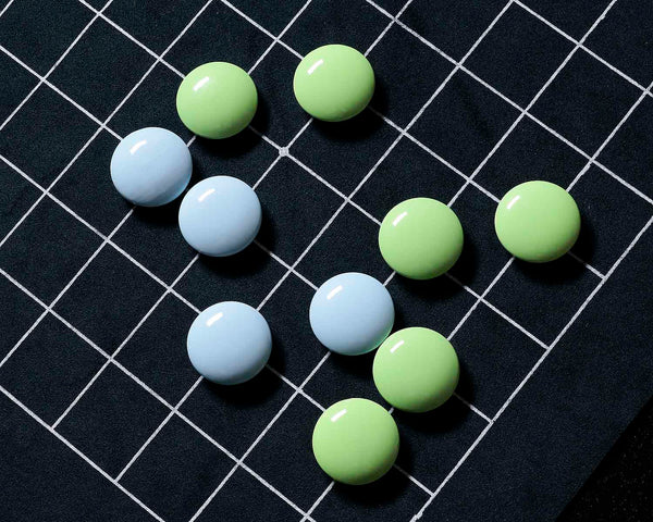Ajisai-Go (light blue colored Go stones) Go set
