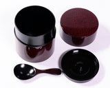 Traditional craft "Tsugaru-nuri / Nanako-nuri" finish "Tea caddy and tea spatula 2-piece set/black base color" 2405-HMD-17