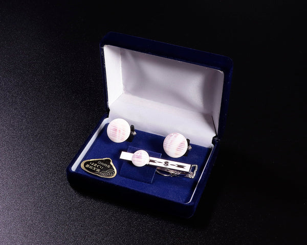 "Colored Go stone Cuffs & Necktie Pin Gift Set"