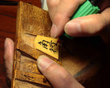 605-SPF-SP01 Shogi pieces craftsman "Fu-getsu 富月" made Mikurajima-hon-tsuge (Mikura Island grown boxwood), Moku, Kinki (Kinki script), Mori-age(embossed) Shogi pieces SHK-FG605-01