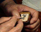 605-SPF-SP01 Shogi pieces craftsman "Fu-getsu 富月" made Mikurajima-hon-tsuge (Mikura Island grown boxwood), Moku, Kinki (Kinki script), Mori-age(embossed) Shogi pieces SHK-FG605-01