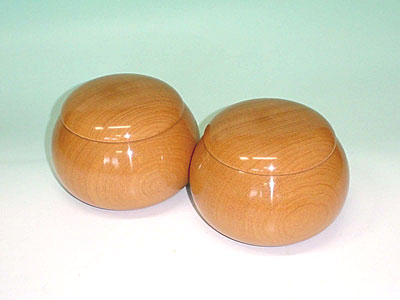 Go 3-Piece Set / Hyuga Kaya made Table Go Board + Clamshell Go Stones Blue Label size 38 + Go Bowls GS-HK-BL38