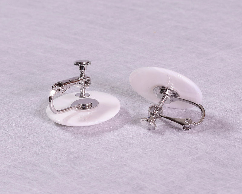 Diameter 21.9 mm Clamshell Go stones made earrings / L 309-SW-13