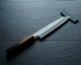 Yamawaki Cutlery Sakai Knife [Go-uma-no-suke Yoshihiro] HAP40 Wari-komi Gyuto Chef’s Knife 210mm with Oak Octagonal Burnt Lacquer Handle