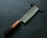 Yamawaki Cutlery Sakai Knife [Go-uma-no-suke Yoshihiro] HAP40 Wari-komi Nakiri vegetable knife 180 mm with Oak Octagonal Burnt Lacquer Handle