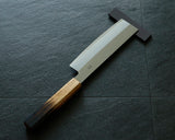 Yamawaki Cutlery Sakai Knife [Go-uma-no-suke Yoshihiro] HAP40 Wari-komi Nakiri vegetable knife 180 mm with Oak Octagonal Burnt Lacquer Handle
