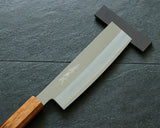 Yamawaki Cutlery Sakai Knife [Go-uma-no-suke Yoshihiro] HAP40 Wari-komi Nakiri vegetable knife 180 mm with Oak Octagonal Burnt Lacquer Handle