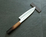 Yamawaki Cutlery Sakai Knife [Go-uma-no-suke Yoshihiro] HAP40 Wari-komi Santoku kitchen knife (Japanese all-purpose knife) 180 mm with Oak Octagonal Burnt Lacquer Handle