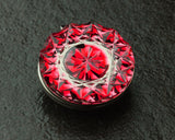 Shimadzu Satsuma Kiriko Cut Crystal Glass "Hat Clip / Gold Red" JAC-STK-409-09