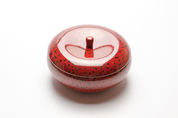 Traditional craft "Tsugaru-nuri / Kara-nuri" finish "Apple-shaped confectionery containers/Akane(madder red) color"  2405-HMD-13