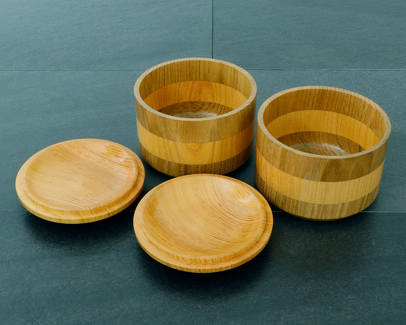 Go bowls craftsman "懐志 / Kai-shi" made "二色 / Ni-shiki (Zelkova + pagoda tree / Two-tone color combination)" Go bowls