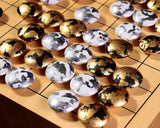 Gold leaf finish Go Stones, Go Board and Go Bowls, "煌 KIRAMEKI" 9X9 Go Board 3-Piece Go Set KRM402-01