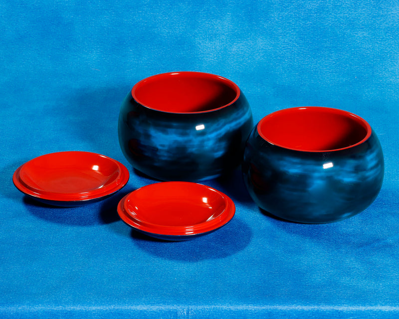 "Maeda Blue" Lacquer Finish Go bowls for size ~34 Go stones JAC-MDS-410-03