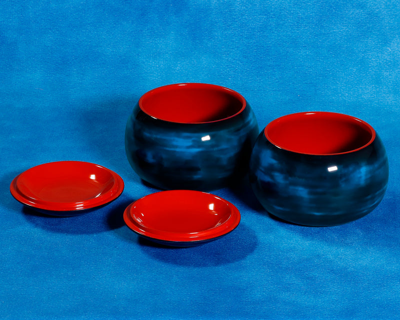 "Maeda Blue" Lacquer Finish Go bowls for size ~34 Go stones JAC-MDS-410-04