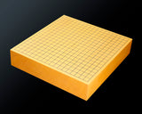 Manager's Recommended 3-Piece Go Set - ⑤ 【Board craftsman Mr.Miwa made Shin-Kaya (Spruce wood) table Go board, clamshell Go Stones BLUE Label and "Keyaki / Zelkova" Go bowls】