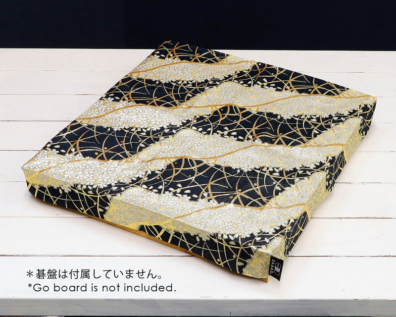 『2025 Winter Go SALE』 502-WGS-NC-02 Nishijin textile cover for table Go board 1.7～2.0-Sun Luxurious fabric cover "Sakura Tsuyushiba (Cherry Blossom Dew on Grass) Black"