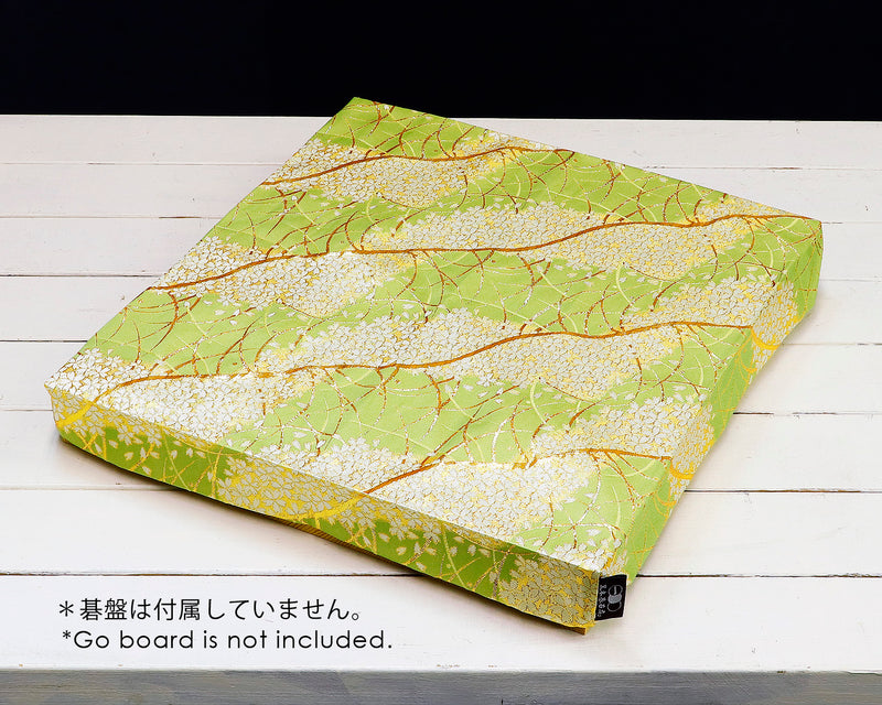 『2025 Winter Go SALE』 502-WGS-NC-03 Nishijin textile cover for table Go board 1.7～2.0-Sun Luxurious fabric cover "Sakura Tsuyushiba (Cherry Blossom Dew on Grass) Muted greenish yellow"