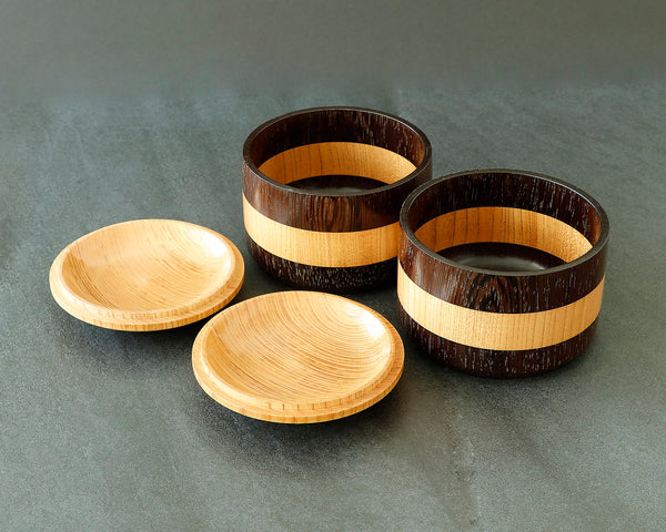 Go bowls craftsman "懐志 / Kai-shi" made "二色 / Ni-shiki (Zelkova + "Tagayasan" [Ironwood] / Two-tone color combination)" Go bowls