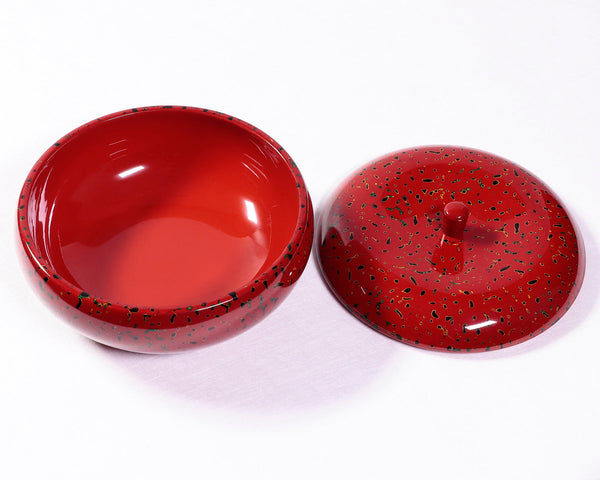 Traditional craft "Tsugaru-nuri / Kara-nuri" finish "Apple-shaped confectionery containers/Akane(madder red) color"  2405-HMD-13