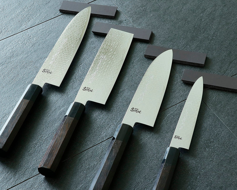 Yamawaki Cutlery Sakai Knife [Go-uma-no-suke Yoshihiro] SPG-STRIX Wari-komi Damascus Petty knife 150 mm with Ebony Handle