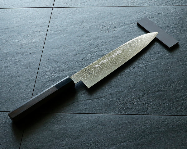 山脇刃物製作所 堺包丁「郷右馬允義弘」SPG-STRIX 割込 ダマスカス鋼 黒檀柄 牛刀210㎜