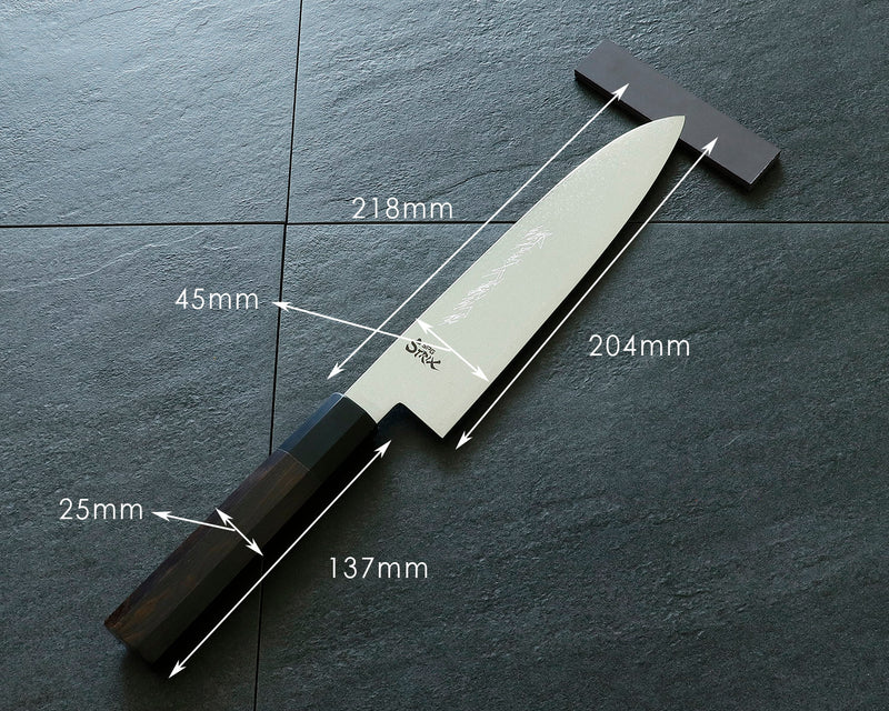 Yamawaki Cutlery Sakai Knife [Go-uma-no-suke Yoshihiro] SPG-STRIX Wari-komi Damascus Gyuto knife 210 mm with Ebony Handle